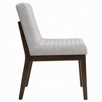 Eyna Side Dining Chair Set of 2, Soft Gray Linen, Dark Brown Wood -BM333154