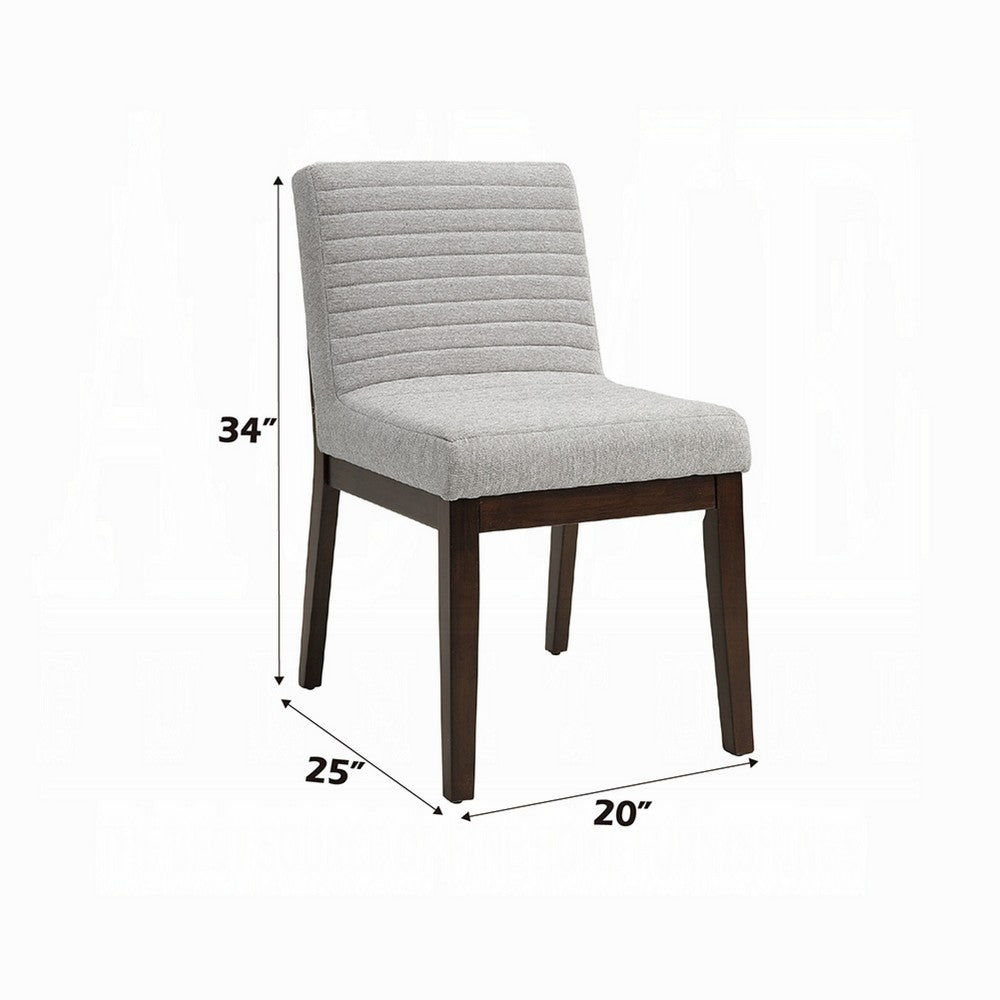 Eyna Side Dining Chair Set of 2, Soft Gray Linen, Dark Brown Wood -BM333154