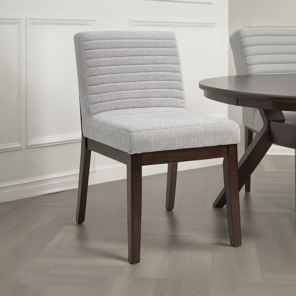 Eyna Side Dining Chair Set of 2, Soft Gray Linen, Dark Brown Wood -BM333154