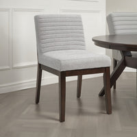 Eyna Side Dining Chair Set of 2, Soft Gray Linen, Dark Brown Wood -BM333154