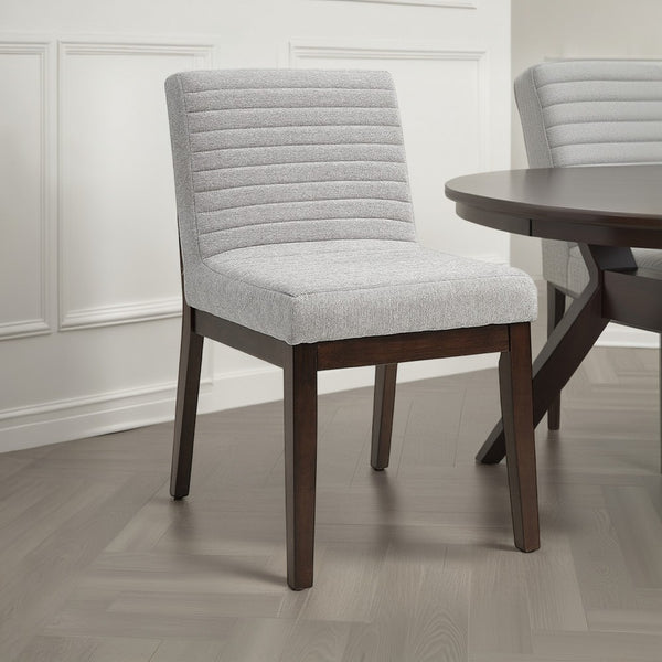 Eyna Side Dining Chair Set of 2, Soft Gray Linen, Dark Brown Wood -BM333154