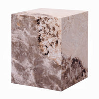 Itah Accent End Table, Square, White and Brown Faux Stone, 16 Inch -BM333155