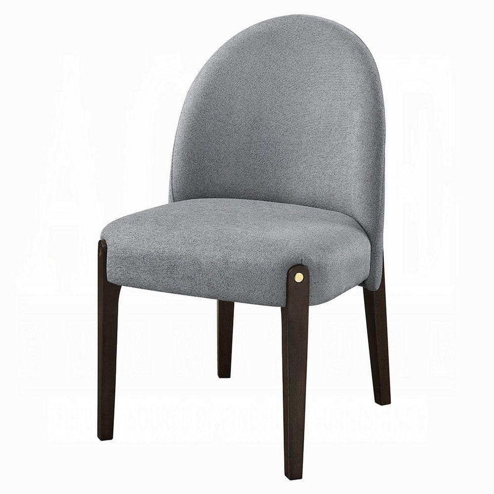 Jeh Side Dining Chair Set of 2, Gray Chenille, Espresso Brown Wood -BM333156