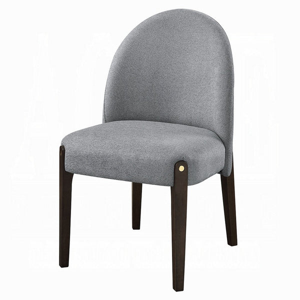 Jeh Side Dining Chair Set of 2, Gray Chenille, Espresso Brown Wood -BM333156
