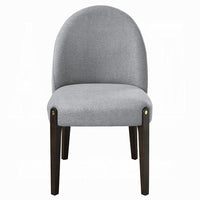 Jeh Side Dining Chair Set of 2, Gray Chenille, Espresso Brown Wood -BM333156