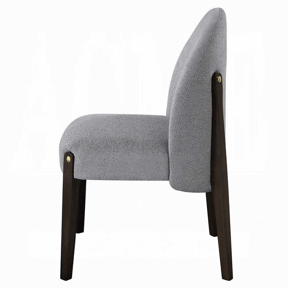 Jeh Side Dining Chair Set of 2, Gray Chenille, Espresso Brown Wood -BM333156