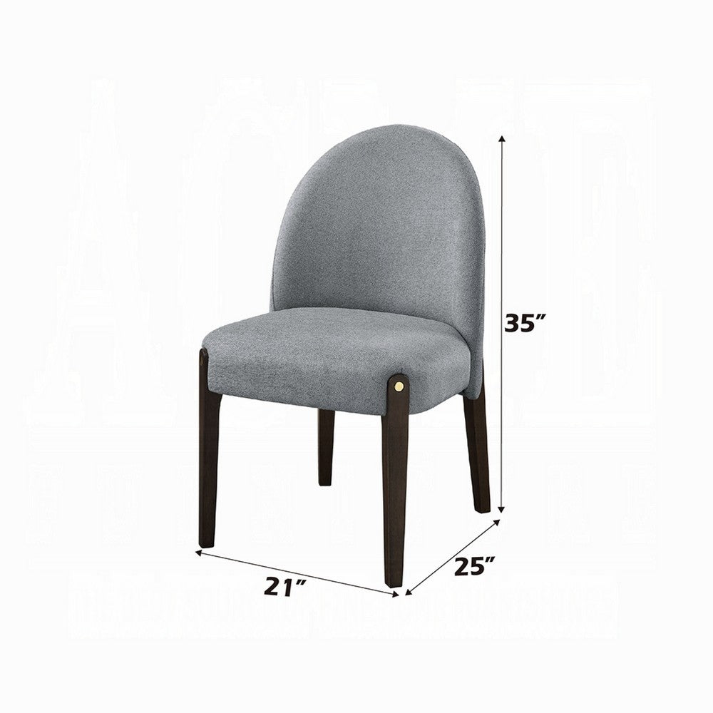 Jeh Side Dining Chair Set of 2, Gray Chenille, Espresso Brown Wood -BM333156