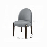 Jeh Side Dining Chair Set of 2, Gray Chenille, Espresso Brown Wood -BM333156