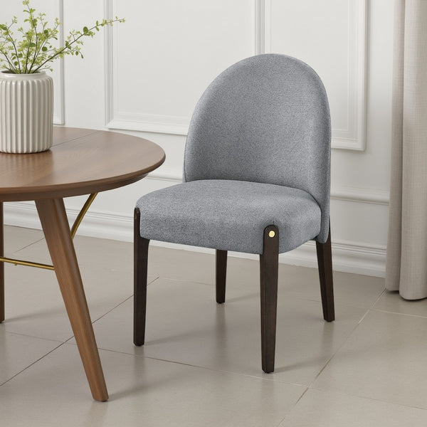 Jeh Side Dining Chair Set of 2, Gray Chenille, Espresso Brown Wood -BM333156