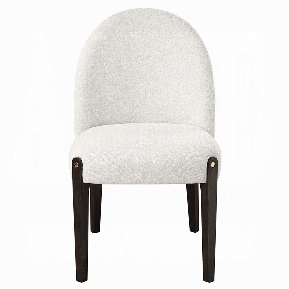 Jeh Side Dining Chair Set of 2, Beige Chenille, Espresso Brown Wood -BM333157