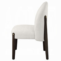 Jeh Side Dining Chair Set of 2, Beige Chenille, Espresso Brown Wood -BM333157