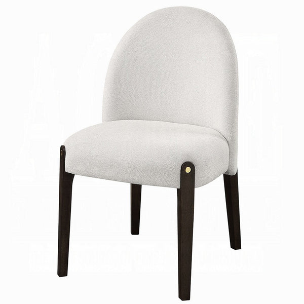 Jeh Side Dining Chair Set of 2, Beige Chenille, Espresso Brown Wood -BM333157