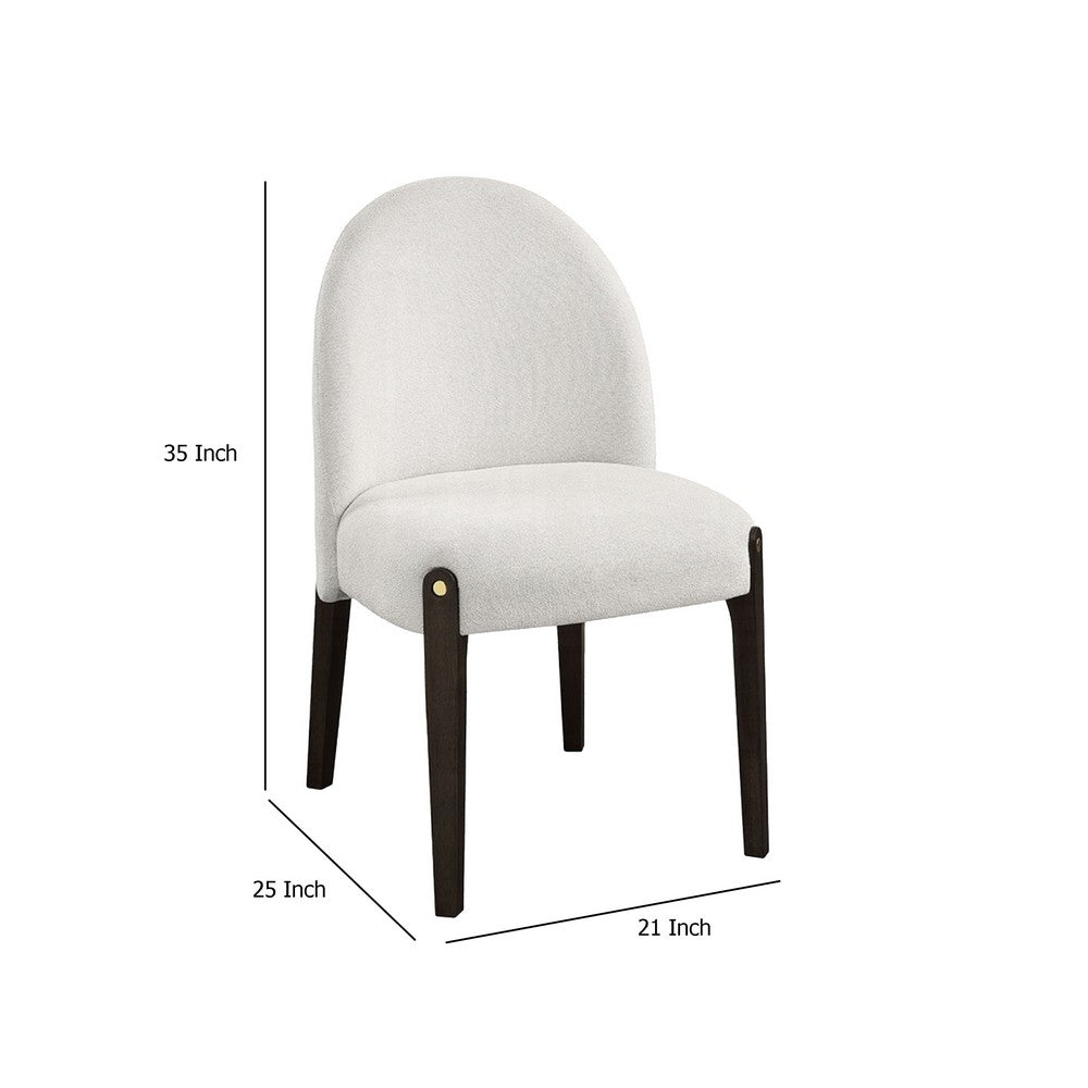 Jeh Side Dining Chair Set of 2, Beige Chenille, Espresso Brown Wood -BM333157