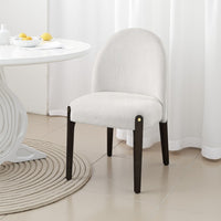 Jeh Side Dining Chair Set of 2, Beige Chenille, Espresso Brown Wood -BM333157
