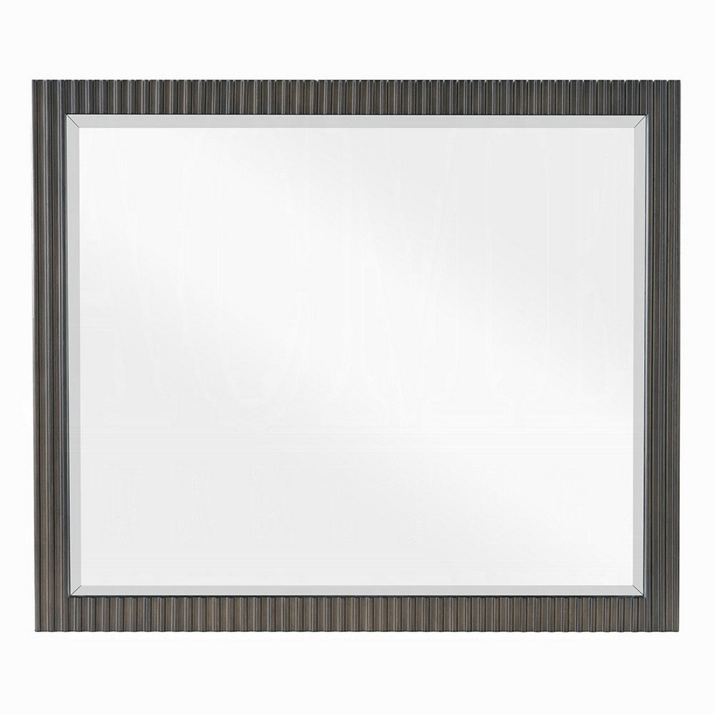 Jeh Dresser Mirror, Espresso Brown Wood, Sleek Rectangular Frame 36x42 -BM333158