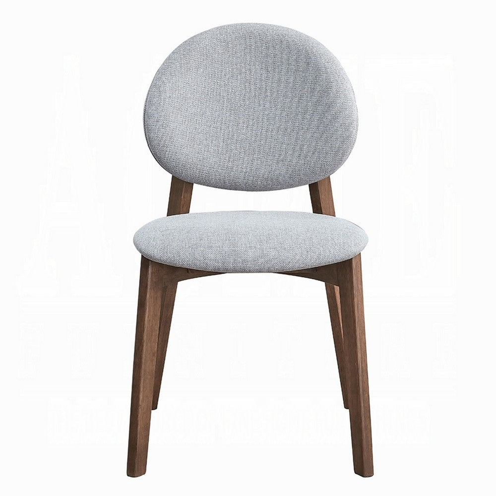 Hamza Side Dining Chair Set of 2, Light Gray Linen, Walnut Brown Wood -BM333160