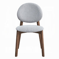 Hamza Side Dining Chair Set of 2, Light Gray Linen, Walnut Brown Wood -BM333160