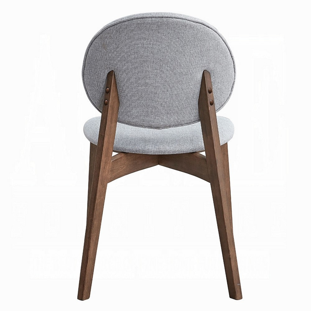 Hamza Side Dining Chair Set of 2, Light Gray Linen, Walnut Brown Wood -BM333160