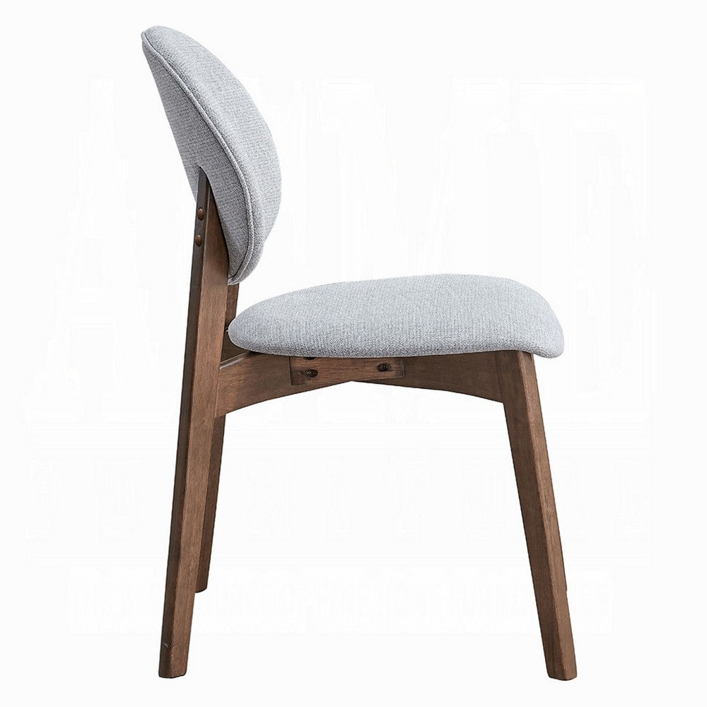Hamza Side Dining Chair Set of 2, Light Gray Linen, Walnut Brown Wood -BM333160