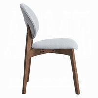 Hamza Side Dining Chair Set of 2, Light Gray Linen, Walnut Brown Wood -BM333160