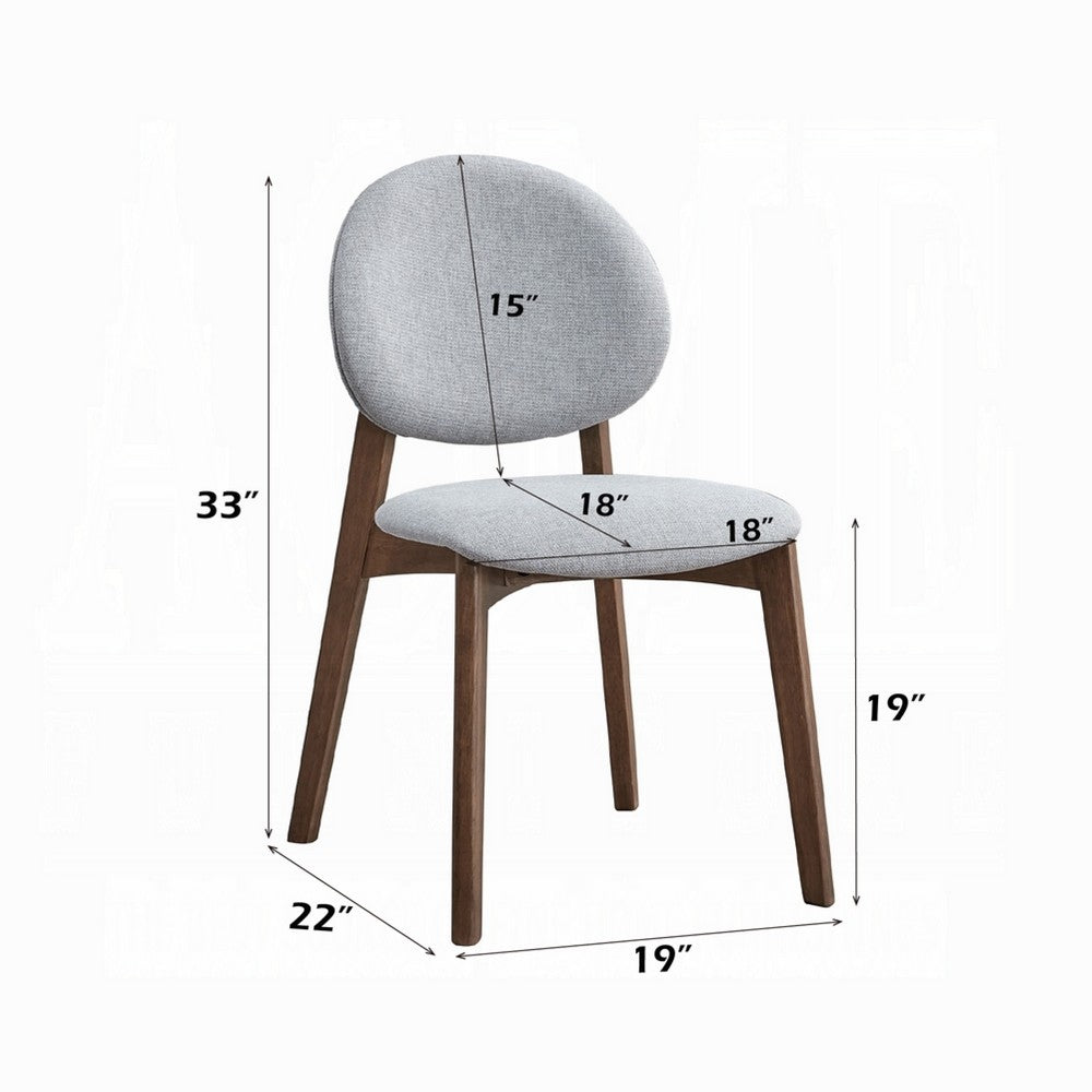 Hamza Side Dining Chair Set of 2, Light Gray Linen, Walnut Brown Wood -BM333160