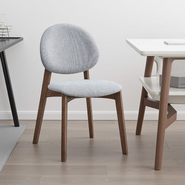 Hamza Side Dining Chair Set of 2, Light Gray Linen, Walnut Brown Wood -BM333160