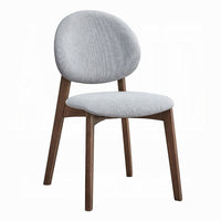 Hamza Side Dining Chair Set of 2, Light Gray Linen, Walnut Brown Wood -BM333160