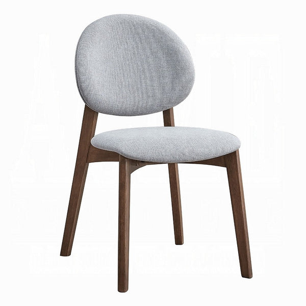 Hamza Side Dining Chair Set of 2, Light Gray Linen, Walnut Brown Wood -BM333160