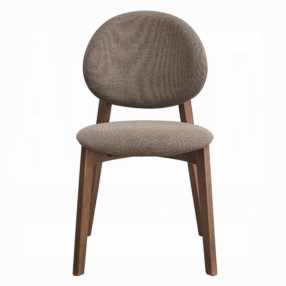 Hamza Side Dining Chair Set of 2, Light Brown Linen, Walnut Rubberwood -BM333161
