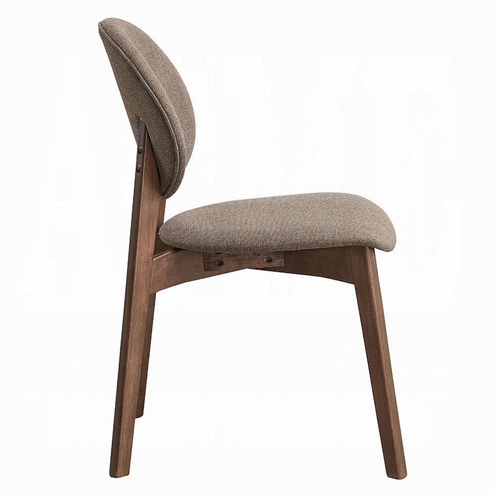 Hamza Side Dining Chair Set of 2, Light Brown Linen, Walnut Rubberwood -BM333161