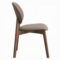 Hamza Side Dining Chair Set of 2, Light Brown Linen, Walnut Rubberwood -BM333161