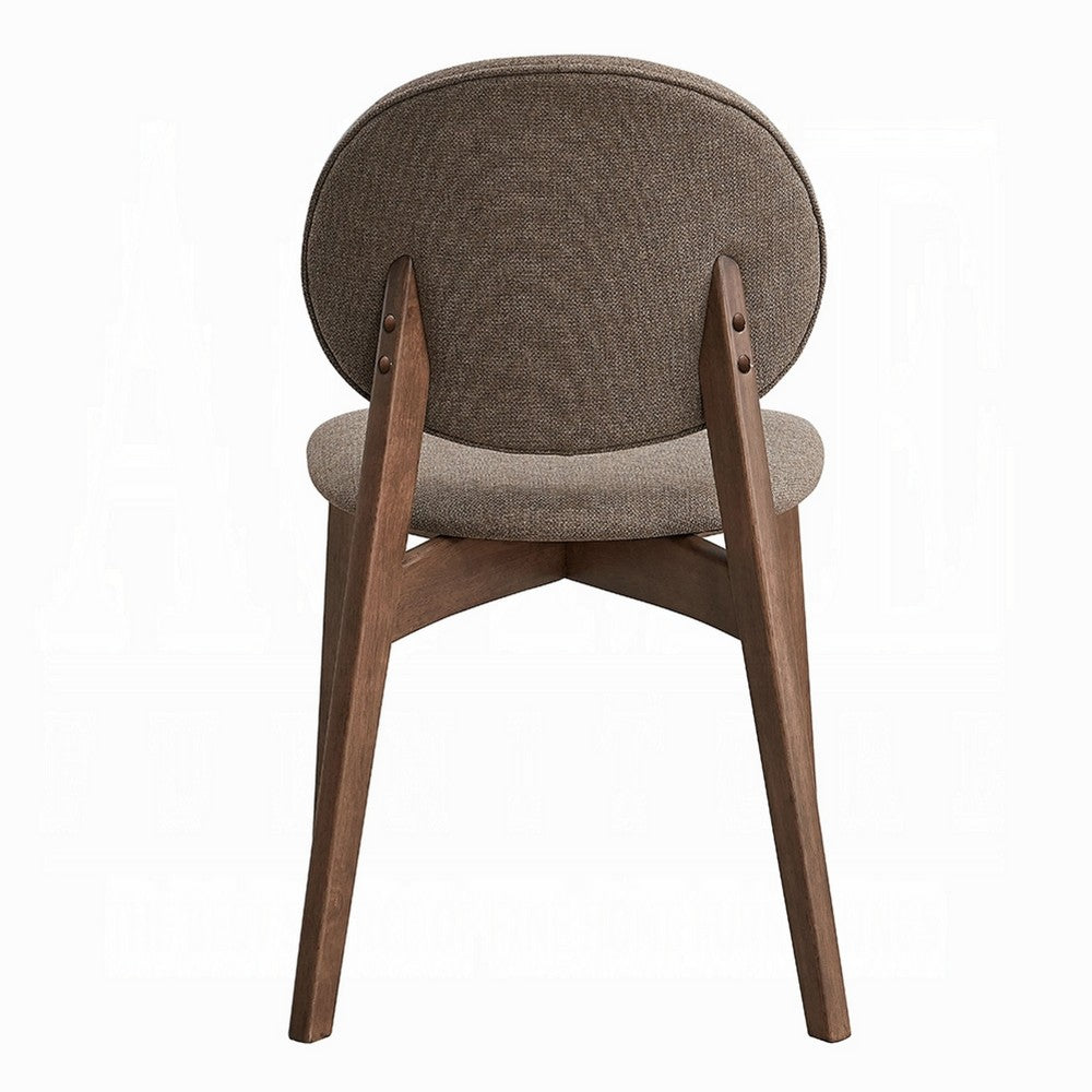 Hamza Side Dining Chair Set of 2, Light Brown Linen, Walnut Rubberwood -BM333161