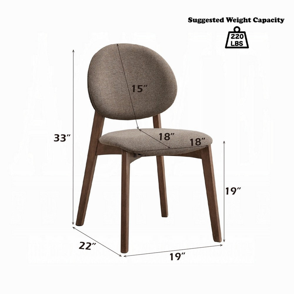 Hamza Side Dining Chair Set of 2, Light Brown Linen, Walnut Rubberwood -BM333161