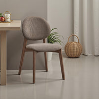 Hamza Side Dining Chair Set of 2, Light Brown Linen, Walnut Rubberwood -BM333161