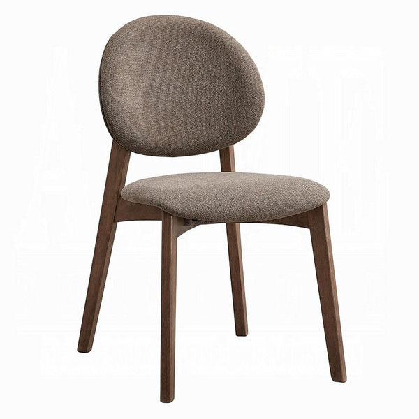 Hamza Side Dining Chair Set of 2, Light Brown Linen, Walnut Rubberwood -BM333161