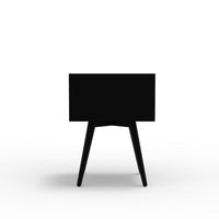 Ian Small Nightstand w 2 Drawers, Modern Black Solid Mahogany Wood -BM333164