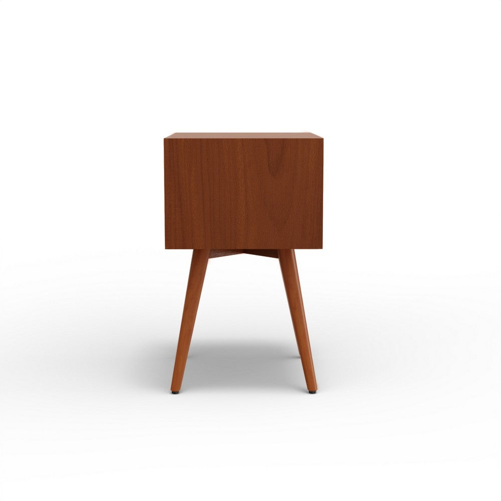 Ian Small Nightstand, 2 Drawers, Brown and White Solid Mahogany Wood -BM333165