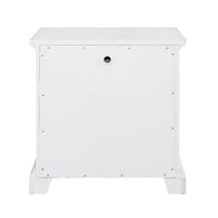 Lesy Nightstand, 2 Drawers, Black Metal, Vintage White Poplar Wood -BM333186