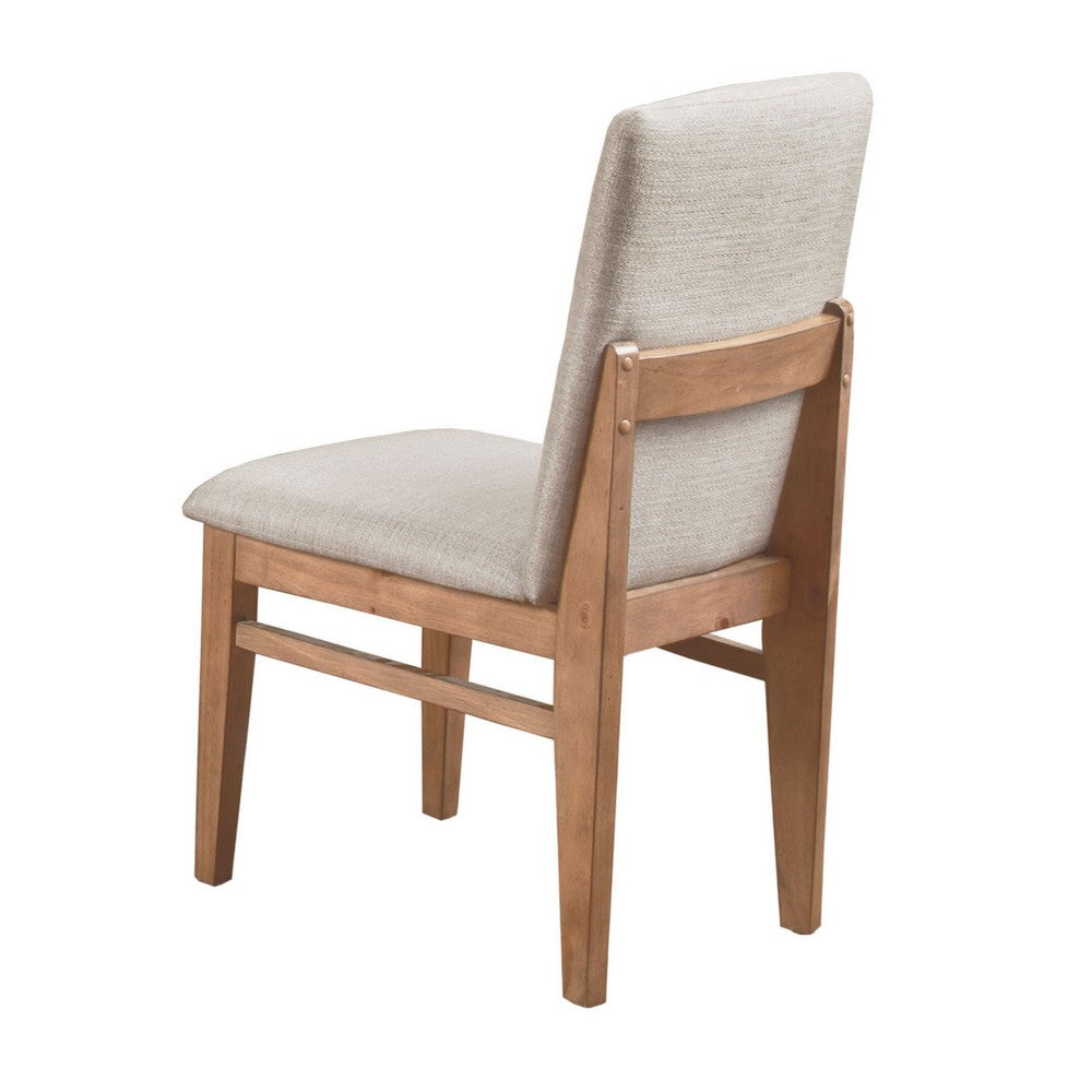 Rejo Dining Side Chair Set of 2, Oatmeal Gray Cushions, Natural Brown -BM333199