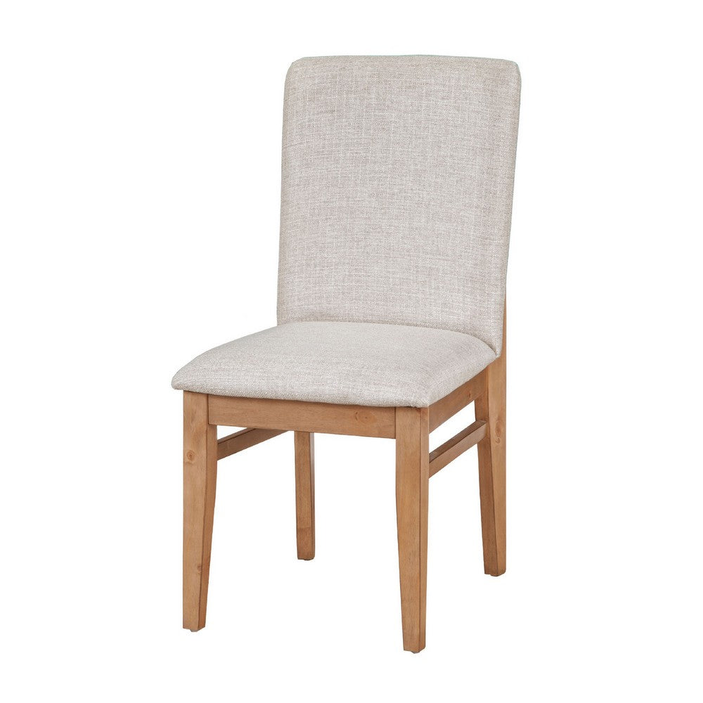 Rejo Dining Side Chair Set of 2, Oatmeal Gray Cushions, Natural Brown -BM333199