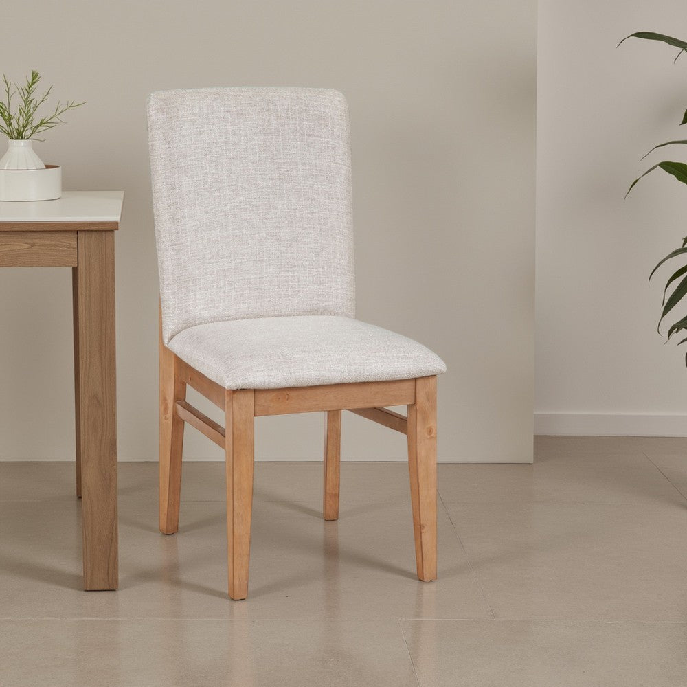 Rejo Dining Side Chair Set of 2, Oatmeal Gray Cushions, Natural Brown -BM333199