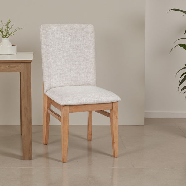 Rejo Dining Side Chair Set of 2, Oatmeal Gray Cushions, Natural Brown -BM333199