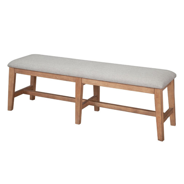 Rejo Dining Side Bench, Oatmeal Gray Cushion, Natural Brown Pine Wood -BM333200