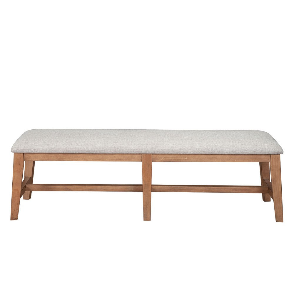Rejo Dining Side Bench, Oatmeal Gray Cushion, Natural Brown Pine Wood -BM333200