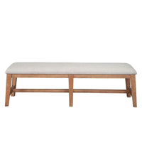 Rejo Dining Side Bench, Oatmeal Gray Cushion, Natural Brown Pine Wood -BM333200