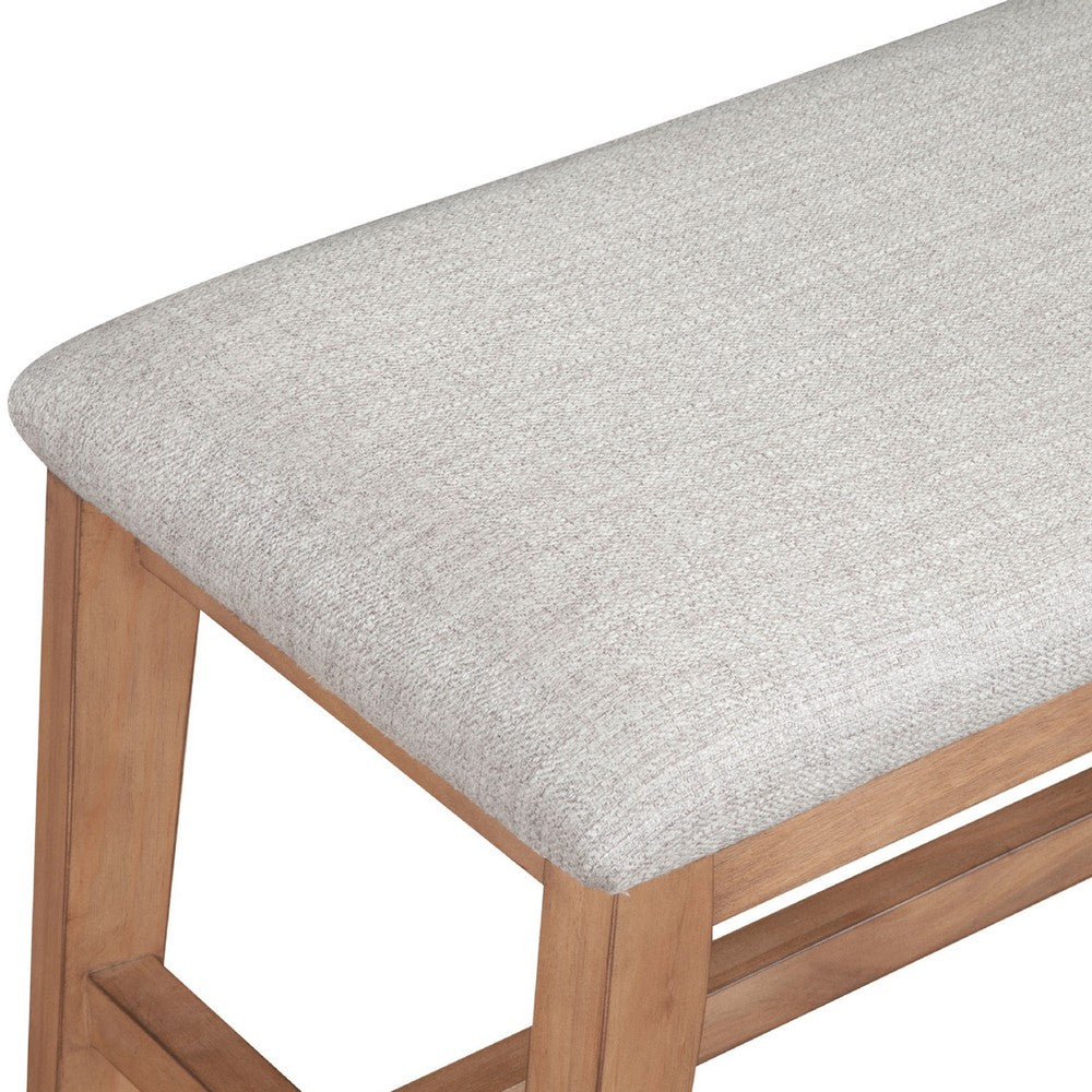 Rejo Dining Side Bench, Oatmeal Gray Cushion, Natural Brown Pine Wood -BM333200