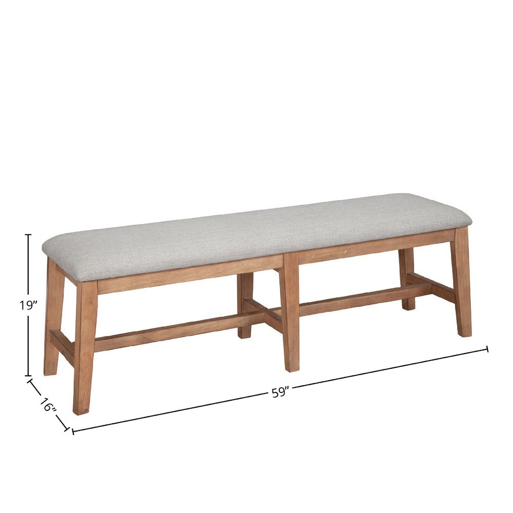 Rejo Dining Side Bench, Oatmeal Gray Cushion, Natural Brown Pine Wood -BM333200