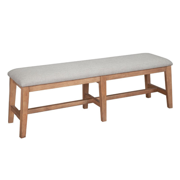 Rejo Dining Side Bench, Oatmeal Gray Cushion, Natural Brown Pine Wood -BM333200