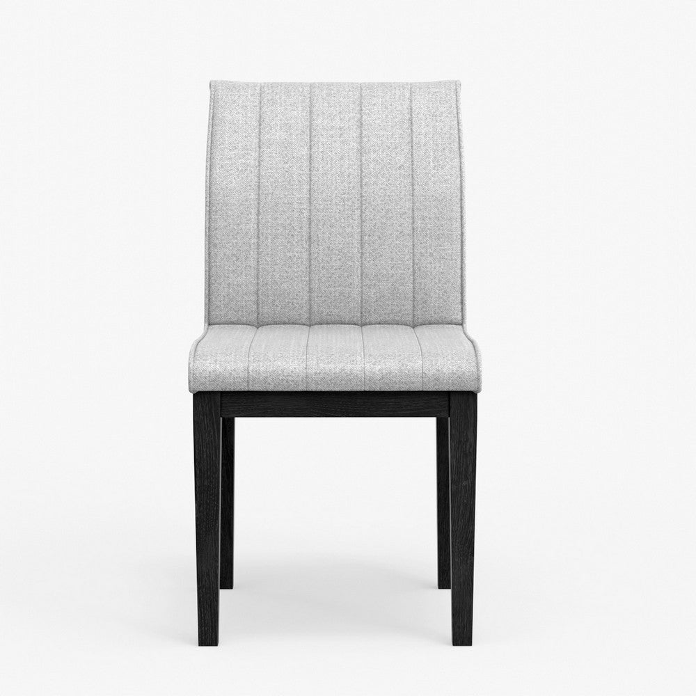 Vecy Dining Side Chair Set of 2, Channel Gray Fabric, Vintage Black -BM333202