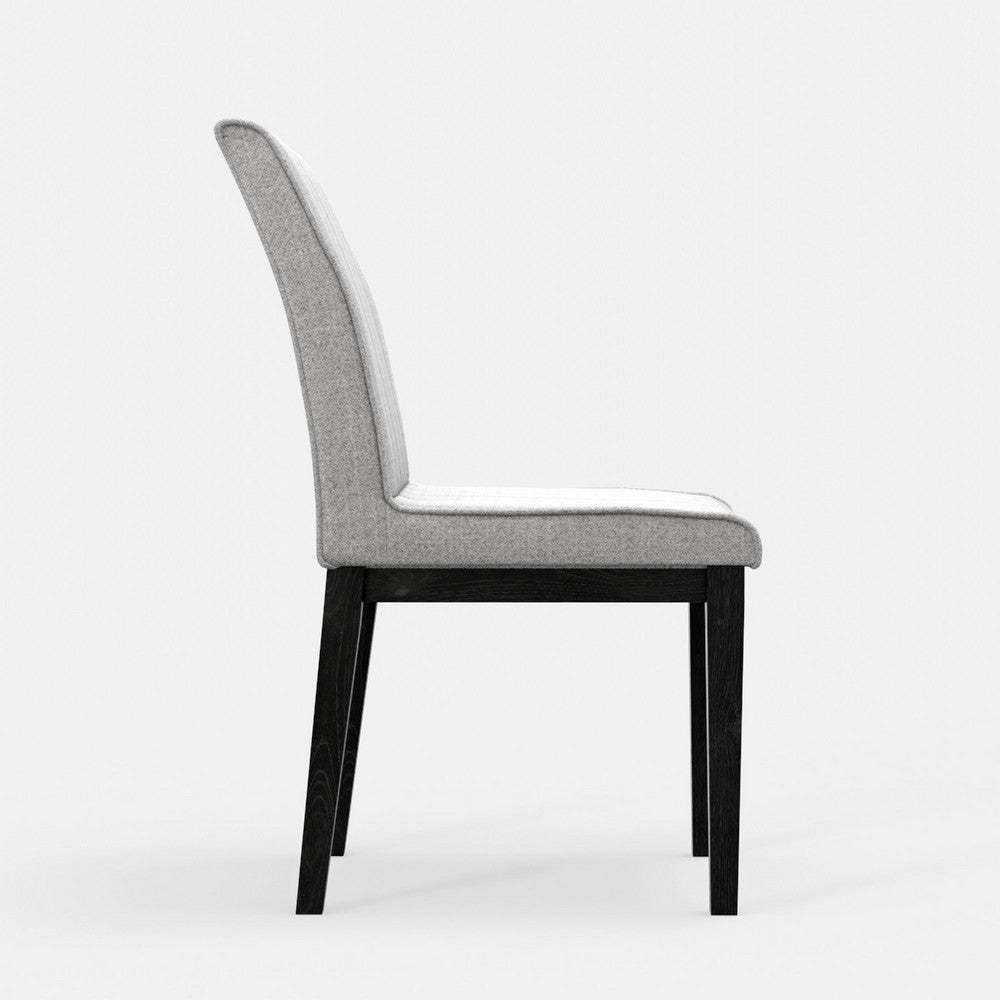 Vecy Dining Side Chair Set of 2, Channel Gray Fabric, Vintage Black -BM333202